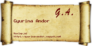 Gyurina Andor névjegykártya